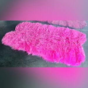 Vibrant Pink Faux Fur Area Rug Fluffy Carpet Home Coffee Living Bed Room Decor